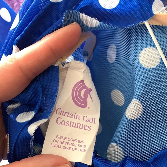 EUC ROYAL BLUE AND WHITE POLKA DOT SATIN AND TULLE BALLERINA DANCE COSTUME 6C - Picture 10 of 11